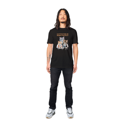 Camiseta unisex estampado de gato "Mundo pacífico" Gelato