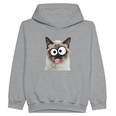 Sudadera con capucha júnior estampado de gato "Birmano Travieso" Michilandia