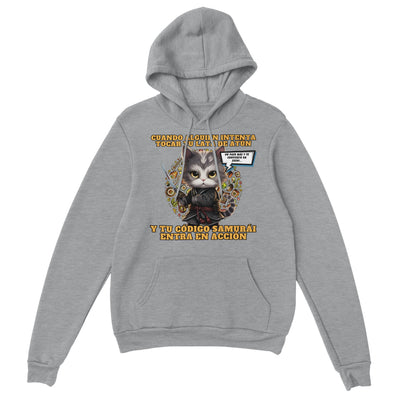 Sudadera con capucha unisex estampado de gato "El Samurai del Atún" Michilandia | La tienda online de los amantes de gatos