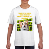 Camiseta júnior unisex estampado de gato "Revelación del Punto Rojo"