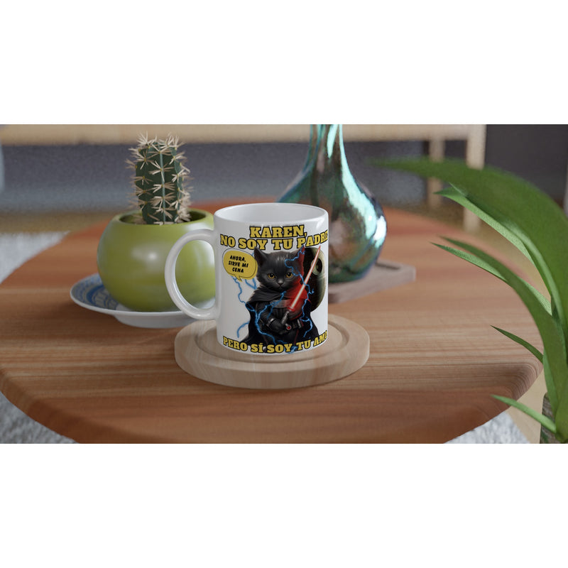 Taza blanca con impresión de gato "Darth Miau" Michilandia | La tienda online de los amantes de gatos