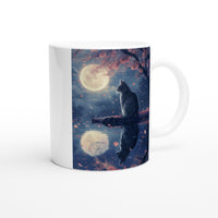 Taza Blanca con Impresión de Gato "Luna y Cerezos" Michilandia | La tienda online de los fans de gatos