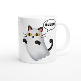 Taza Blanca con Impresión de Gato "Fantasma Miaurador" Michilandia | La tienda online de los fans de gatos