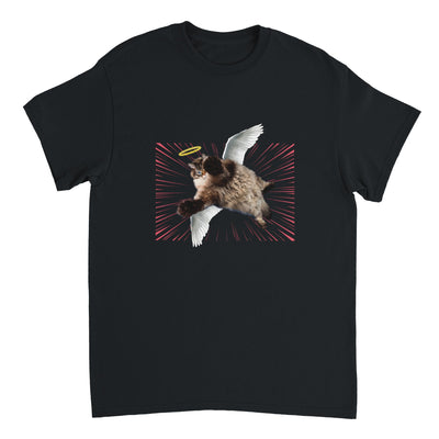 Camiseta Unisex Estampado de Gato "Ángel de Pelaje" Michilandia | La tienda online de los fans de gatos