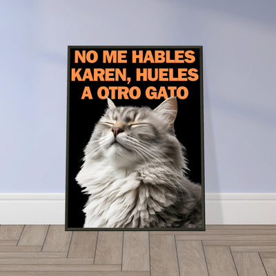 Póster Semibrillante de Gato con Marco Metal 