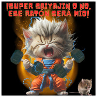 Panel de aluminio impresión de gato "Fuerza Felina Saiyajin" Michilandia | La tienda online de los fans de gatos