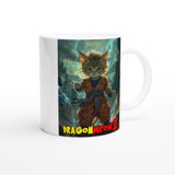 Taza Blanca con Impresión de Gato "Furia Felina Saiyajin" Michilandia | La tienda online de los fans de gatos