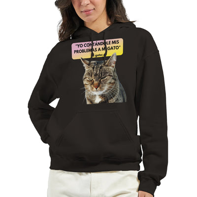 Sudadera con Capucha Unisex Estampado de Gato 