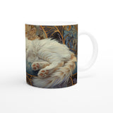 Taza Blanca con Impresión de Gato "Elegancia Nouveau" Michilandia | La tienda online de los fans de gatos