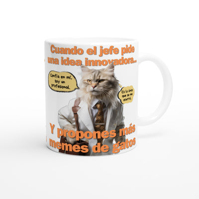 Taza Blanca con Impresión de Gato "Estrategia Miau" Michilandia | La tienda online de los fans de gatos