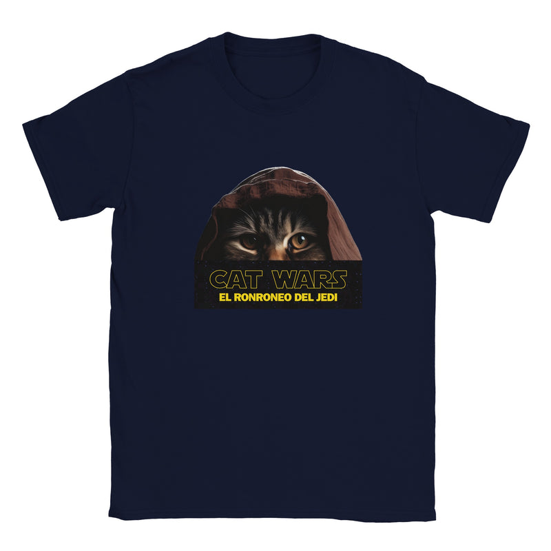 Camiseta Junior Unisex Estampado de Gato "Ronroneo Jedi" Michilandia | La tienda online de los fans de gatos