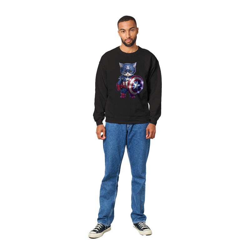 Sudadera unisex estampado de gato "Capitán América Peludo" Gelato