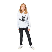 Sudadera con capucha júnior estampado de gato "Rocker Miau" Michilandia | La tienda online de los fans de gatos