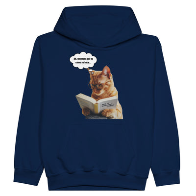 Sudadera con capucha júnior estampado de gato "Entrenando Humanos" Michilandia