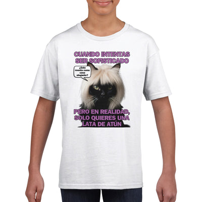 Camiseta Junior Unisex Estampado de Gato 