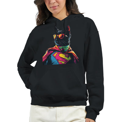 Sudadera con Capucha Unisex Estampado de Gato "SuperMiau" Michilandia | La tienda online de los fans de gatos