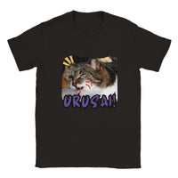 Camiseta unisex estampado de gato "Urusai!" Negro