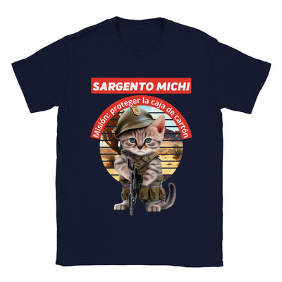 Camiseta unisex estampado de gato "Sargento michi" Gelato