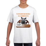 Camiseta Junior Unisex Estampado de Gato "Rompehielos" Michilandia