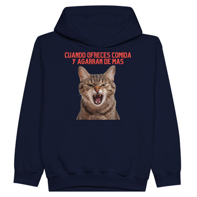 Sudadera con capucha júnior estampado de gato "Miau de Sorpresa" Michilandia | La tienda online de los fans de gatos