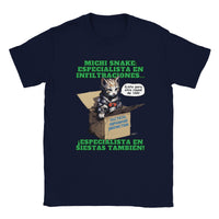 Camiseta unisex estampado de gato "Misión de Michi Snake" Navy