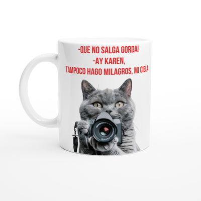 Taza Blanca con Impresión de Gato 