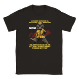 Camiseta júnior unisex estampado de gato "Bruce Meow" Negro