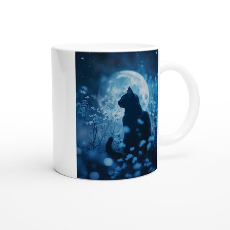 Taza Blanca con Impresión de Gato "Encanto Bioluminiscente" Michilandia | La tienda online de los fans de gatos