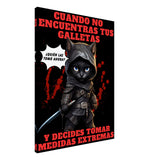 Lienzo de gato "El Ninja de las Galletas" 60x80 cm / 24x32″