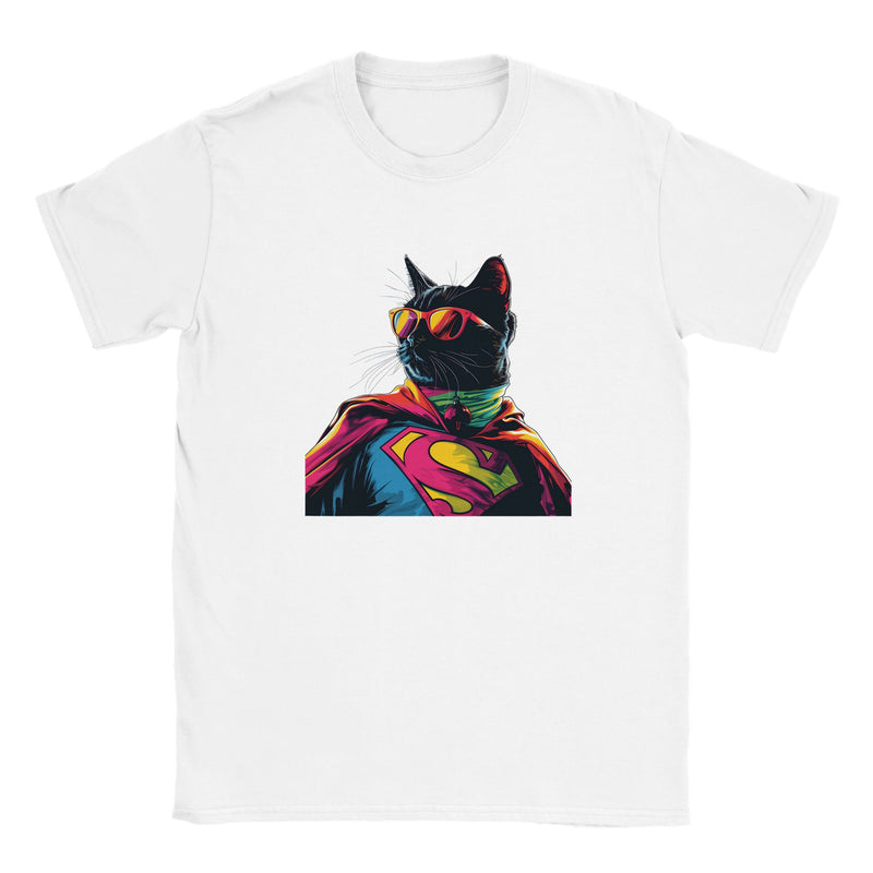 Camiseta Junior Unisex Estampado de Gato "SuperMiau" Michilandia | La tienda online de los fans de gatos