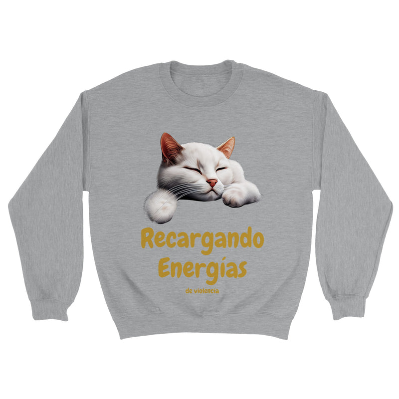 Sudadera unisex estampado de gato "Recargando Violencia" Gelato