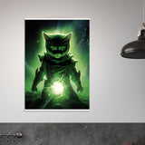 Póster semibrillante de gato con colgador "El Michi Linterna Verde" Gelato