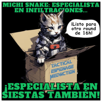 Panel de aluminio impresión de gato "Misión de Michi Snake" Michilandia | La tienda online de los amantes de gatos