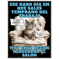 Póster Semibrillante de Gato con Marco Metal 