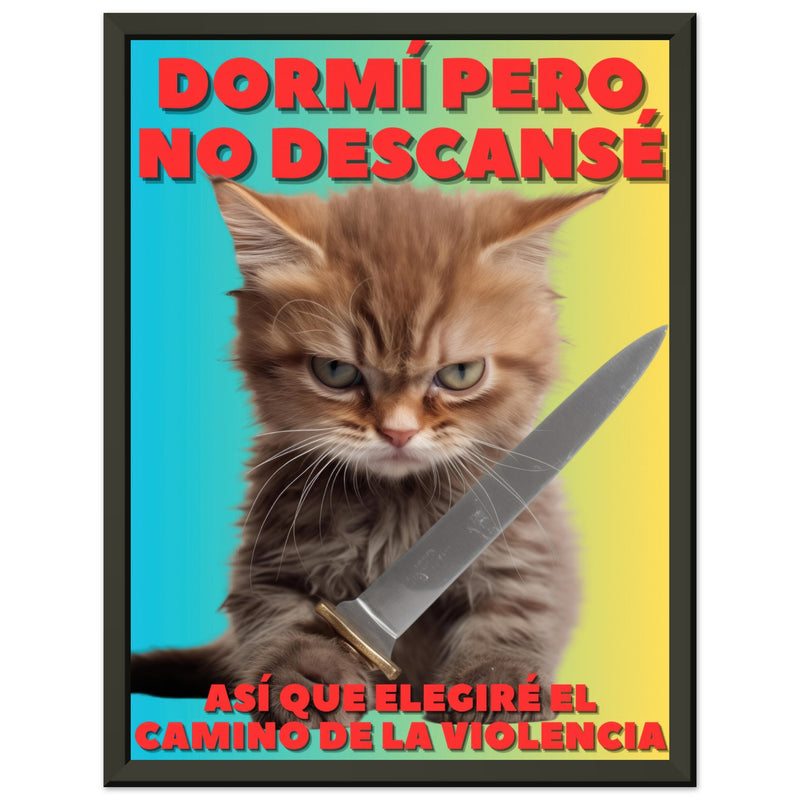 Póster Semibrillante de Gato con Marco Metal "Amanecer Agresivo" Michilandia | La tienda online de los fans de gatos