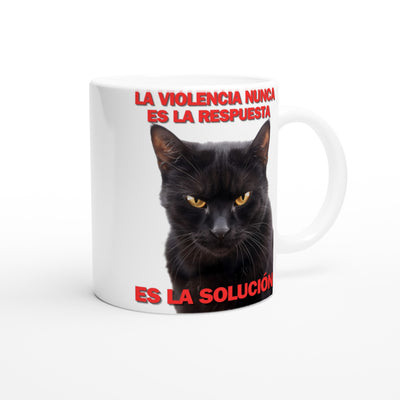 Taza Blanca con Impresión de Gato "Solución Felina" Michilandia | La tienda online de los fans de gatos