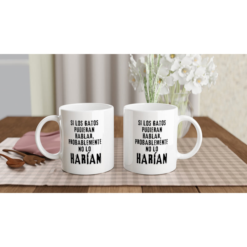 Taza Blanca con Impresión de Gato "Silencio Gatuno" Michilandia | La tienda online de los fans de gatos