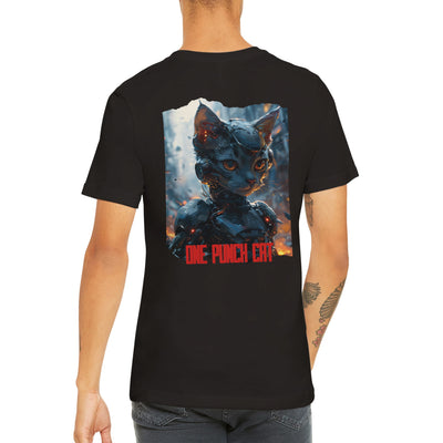 Camiseta Prémium Unisex Impresión Trasera de Gato "Corazón de Metal" Michilandia | La tienda online de los fans de gatos