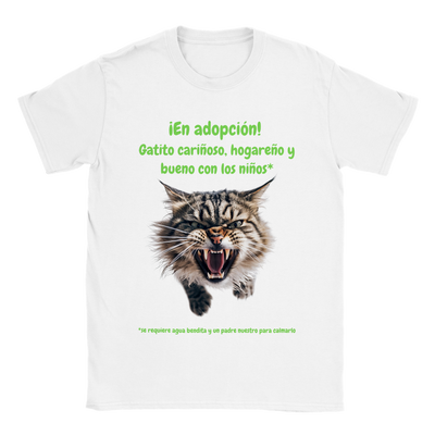 Camiseta unisex estampado de gato "Michi en adopción" Gelato