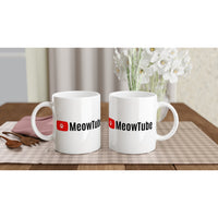 Taza Blanca con Impresión de Gato "MeowTube" Michilandia | La tienda online de los fans de gatos