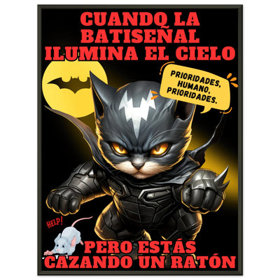 Póster Semibrillante de Gato con Marco Metal 