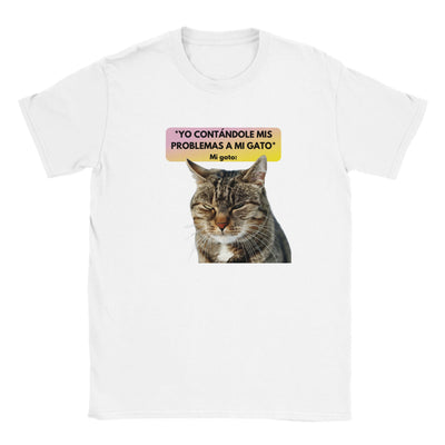 Camiseta Junior Unisex Estampado de Gato "Miau Indiferente" Michilandia