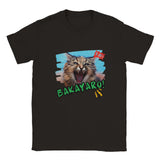 Camiseta unisex estampado de gato "Idiota" Negro