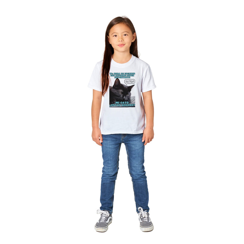 Camiseta Junior Unisex Estampado de Gato "Hora de mimar al gato" Michilandia | La tienda online de los amantes de gatos