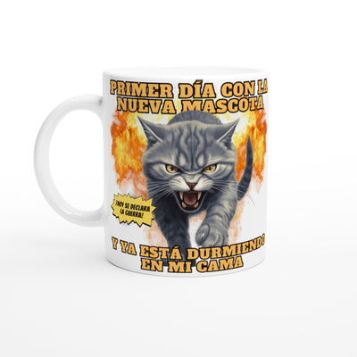 Taza Blanca con Impresión de Gato 