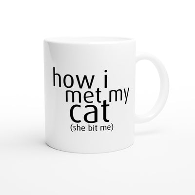 Taza Blanca con Impresión de Gato "Primer Mordisco" Michilandia | La tienda online de los fans de gatos