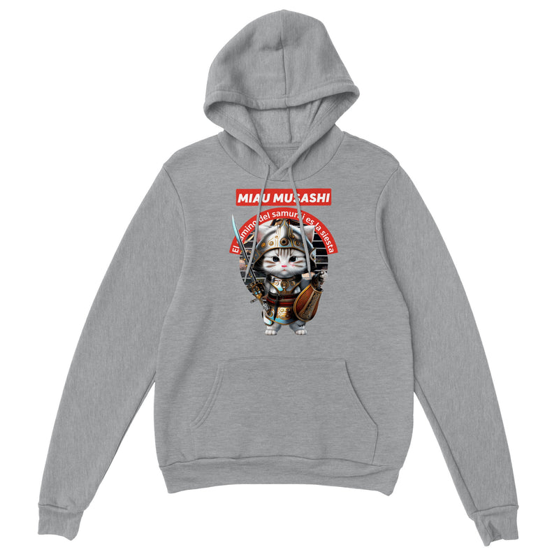 Sudadera con capucha unisex estampado de gato "Miau Musashi" Gelato