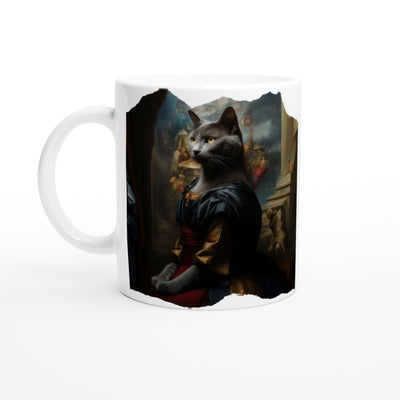 Taza Blanca con Impresión de Gato 