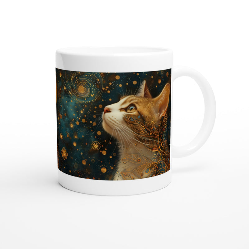 Taza Blanca con Impresión de Gato "Retrato Estelar" Michilandia | La tienda online de los fans de gatos