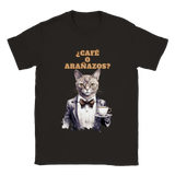 Camiseta unisex estampado de gato "¿Café o Arañazos?" Gelato